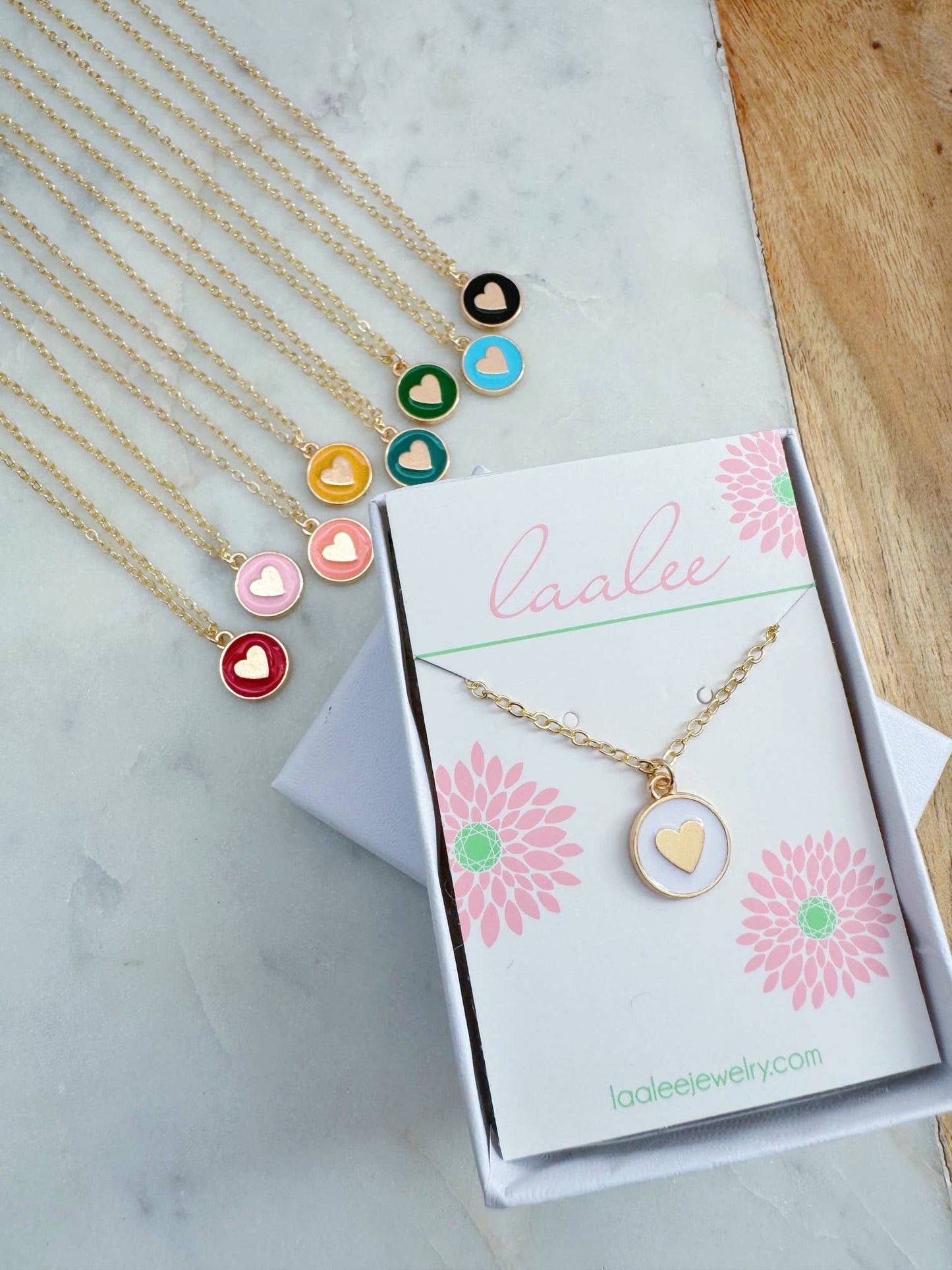 Colorful Heart Necklace, Kid Jewelry, Back to School Gift: Coralish pink / 18"