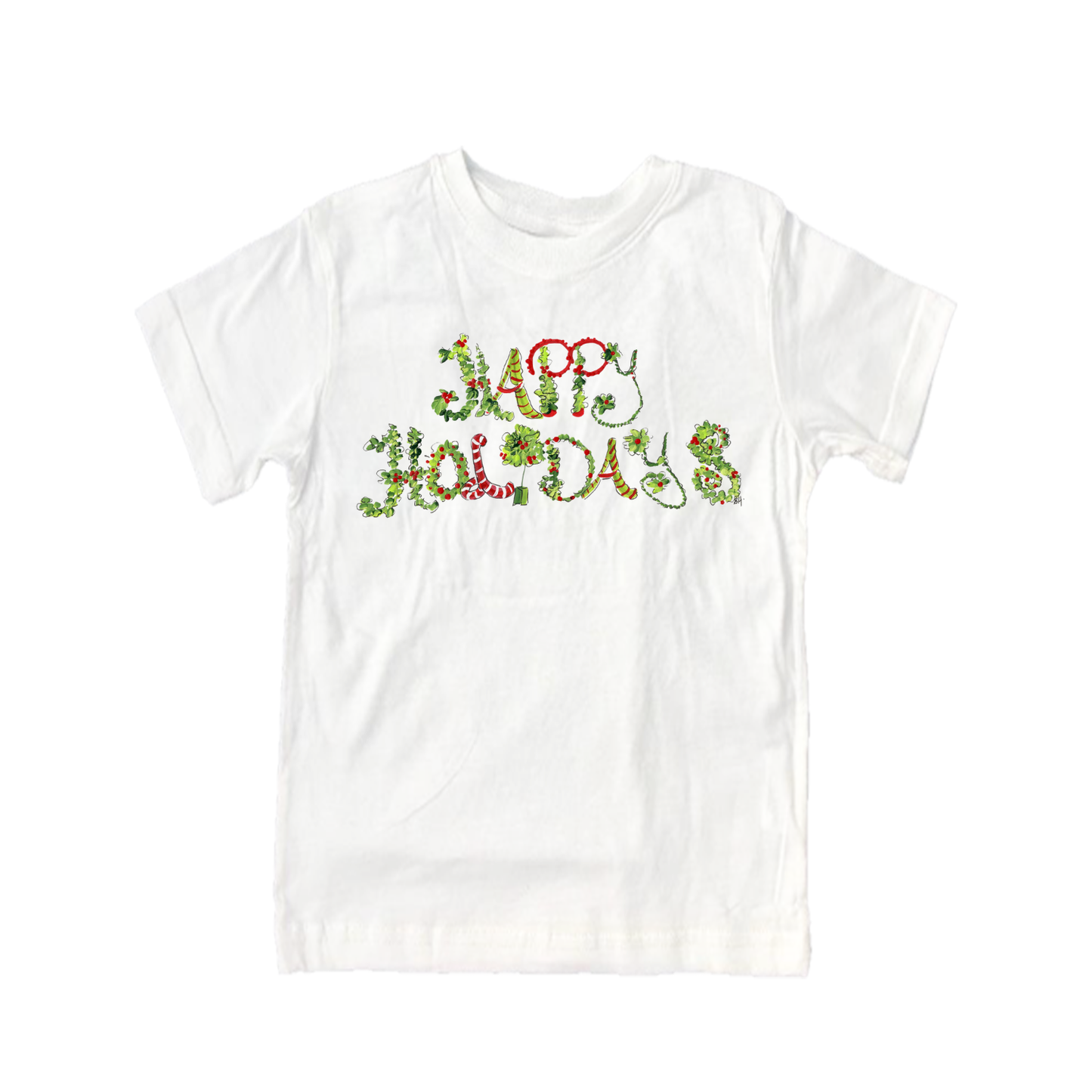 Child Shirt - 756 Floral Happy Holidays with Holly