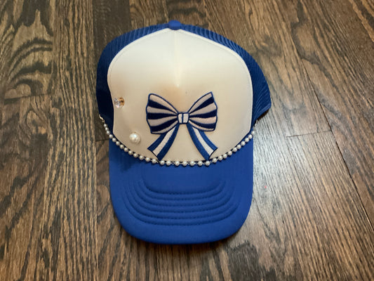 Blue trucker hat with bow