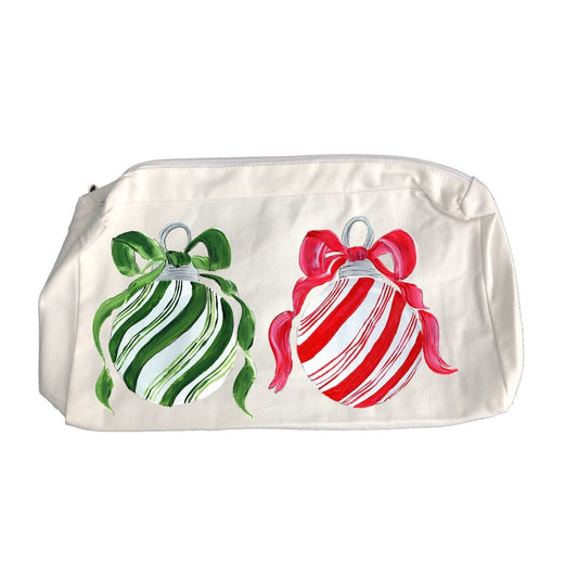 Zipper Bag 2550 Red Green Christmas Balls with Ribbon