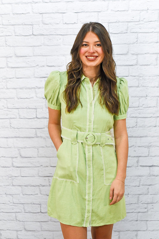 Sweet Meadow Belted Mini Dress