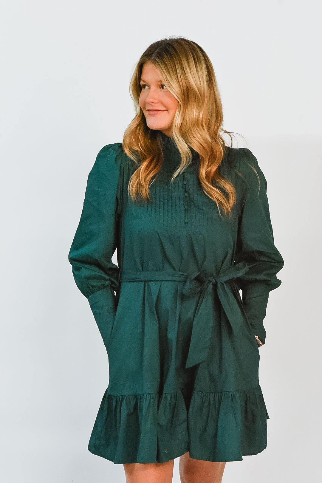 Forest Grace Belted Dress