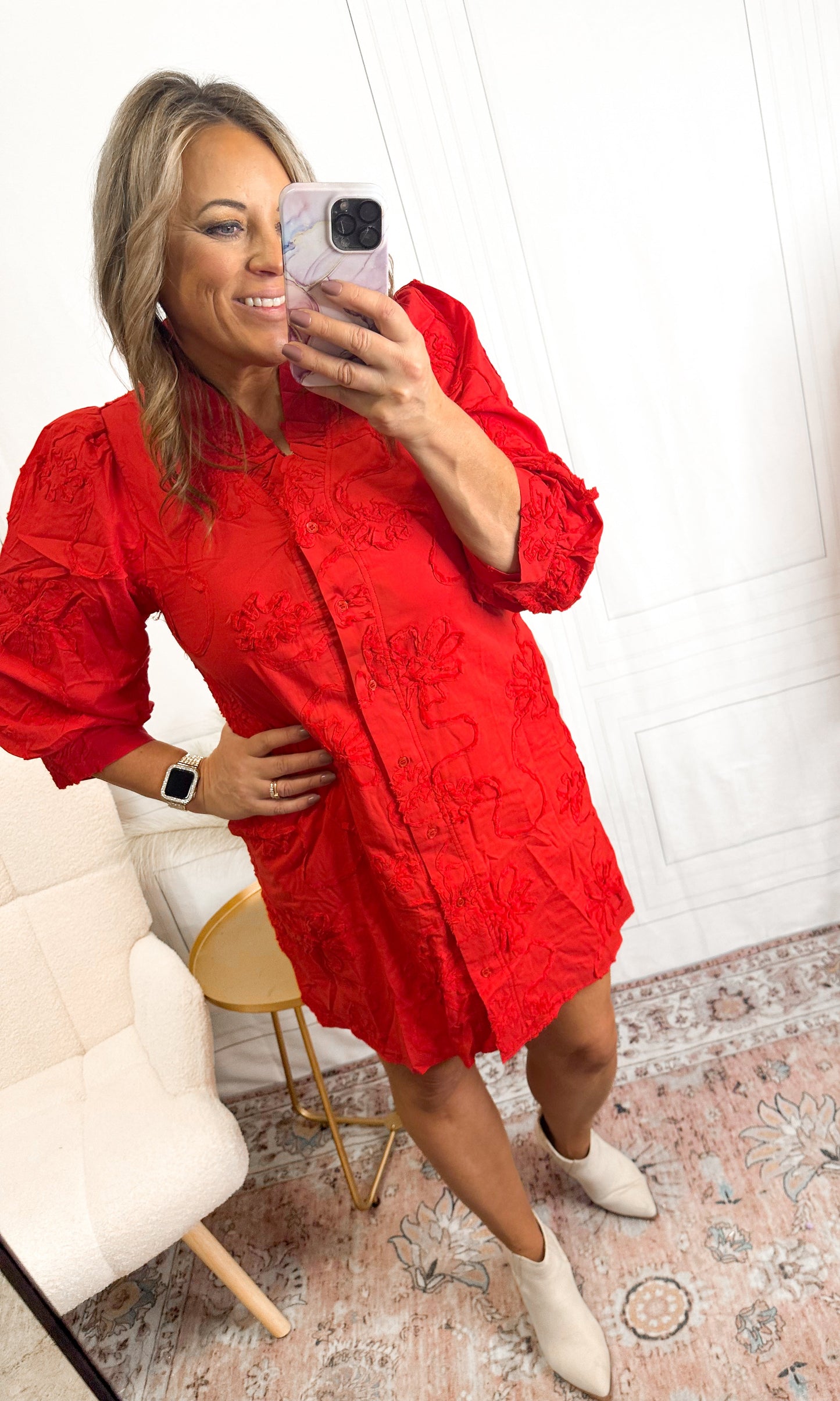 Scarlet Romance Textured Shift Dress
