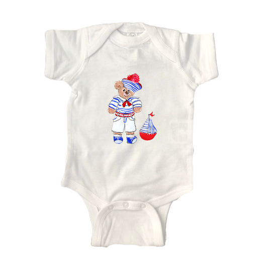 Cotton Short Sleeve Bodysuit  530 Sailor Bear