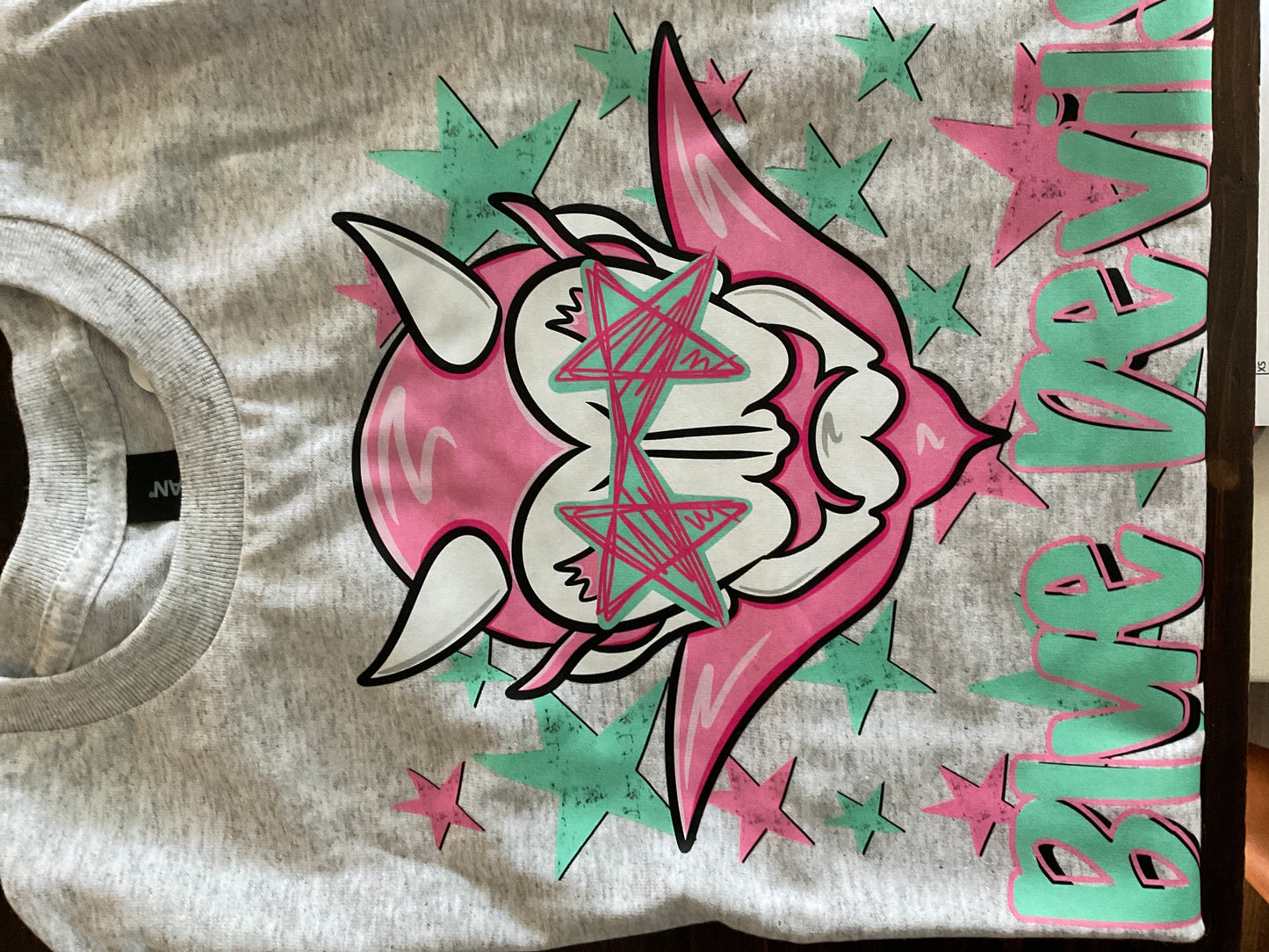 Cozy Momma blue devils mascot head pink youth