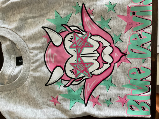 Cozy Momma blue devils mascot head pink youth
