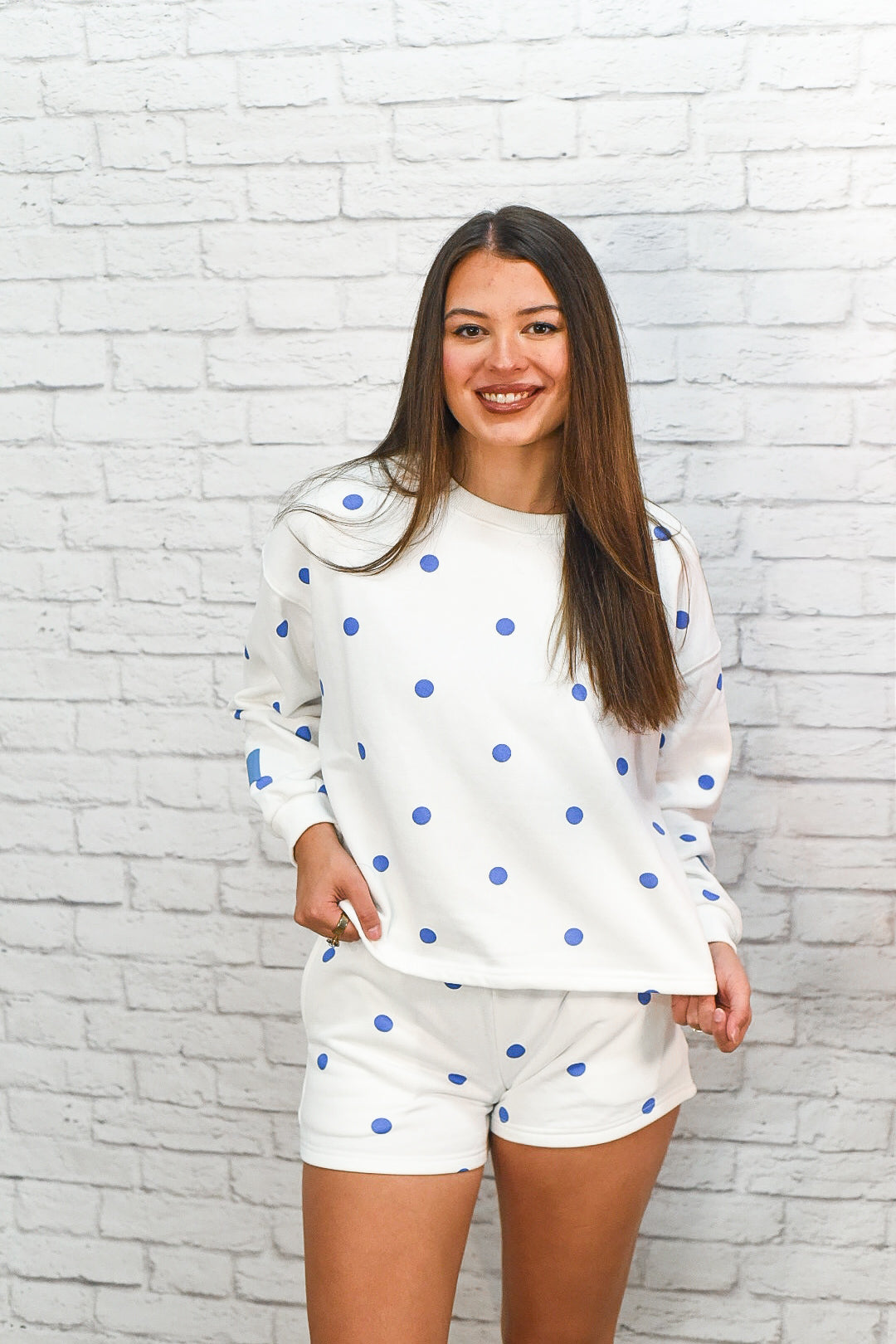 Coastal Dot Lounge Set – Polka Dot Top & Shorts Set