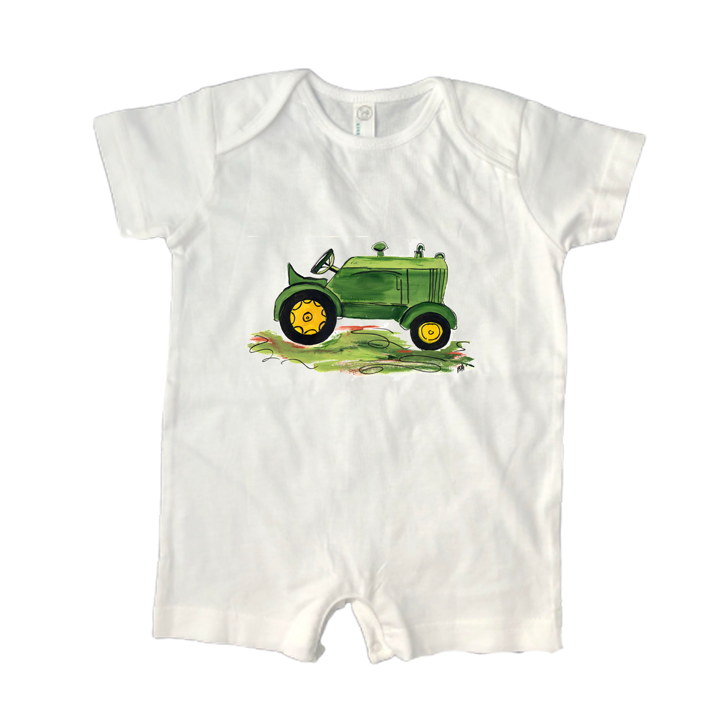 Cotton Romper 606 Green Tractor