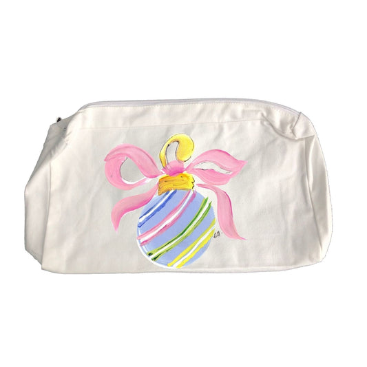 Zipper Bag 2603 Light Blue Ornament with Pink Ribbon