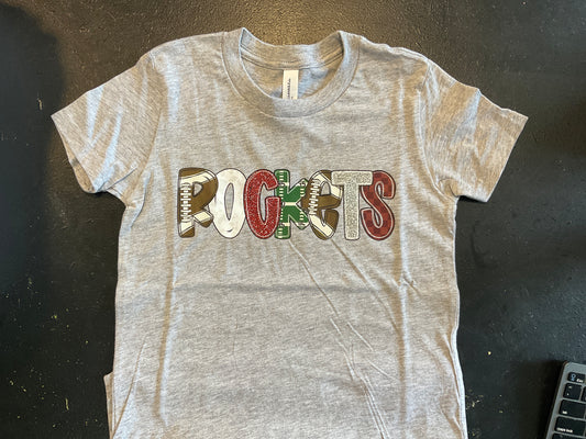 Cozy Momma Rockets Football Doodle Letters TShirt