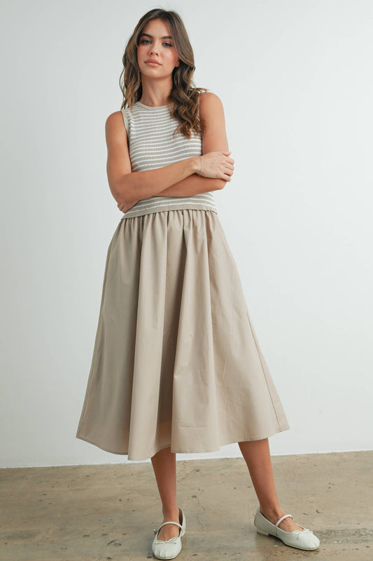 Striped Sleeveless Maxi Dress with Pockets
