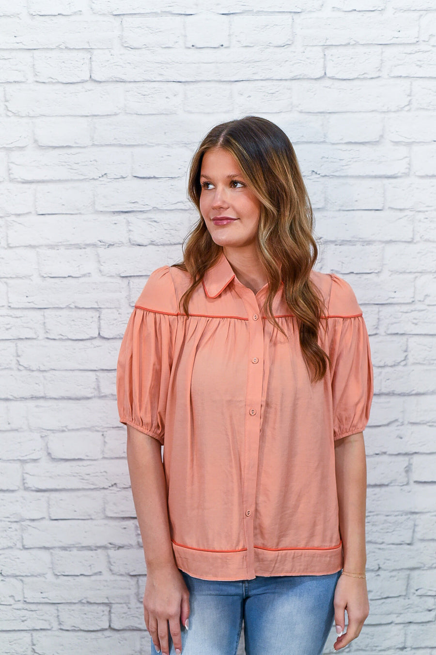 Coral Crush Button Down Top