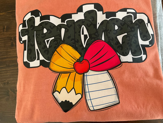 Cozy Momma teacher bow tshirt