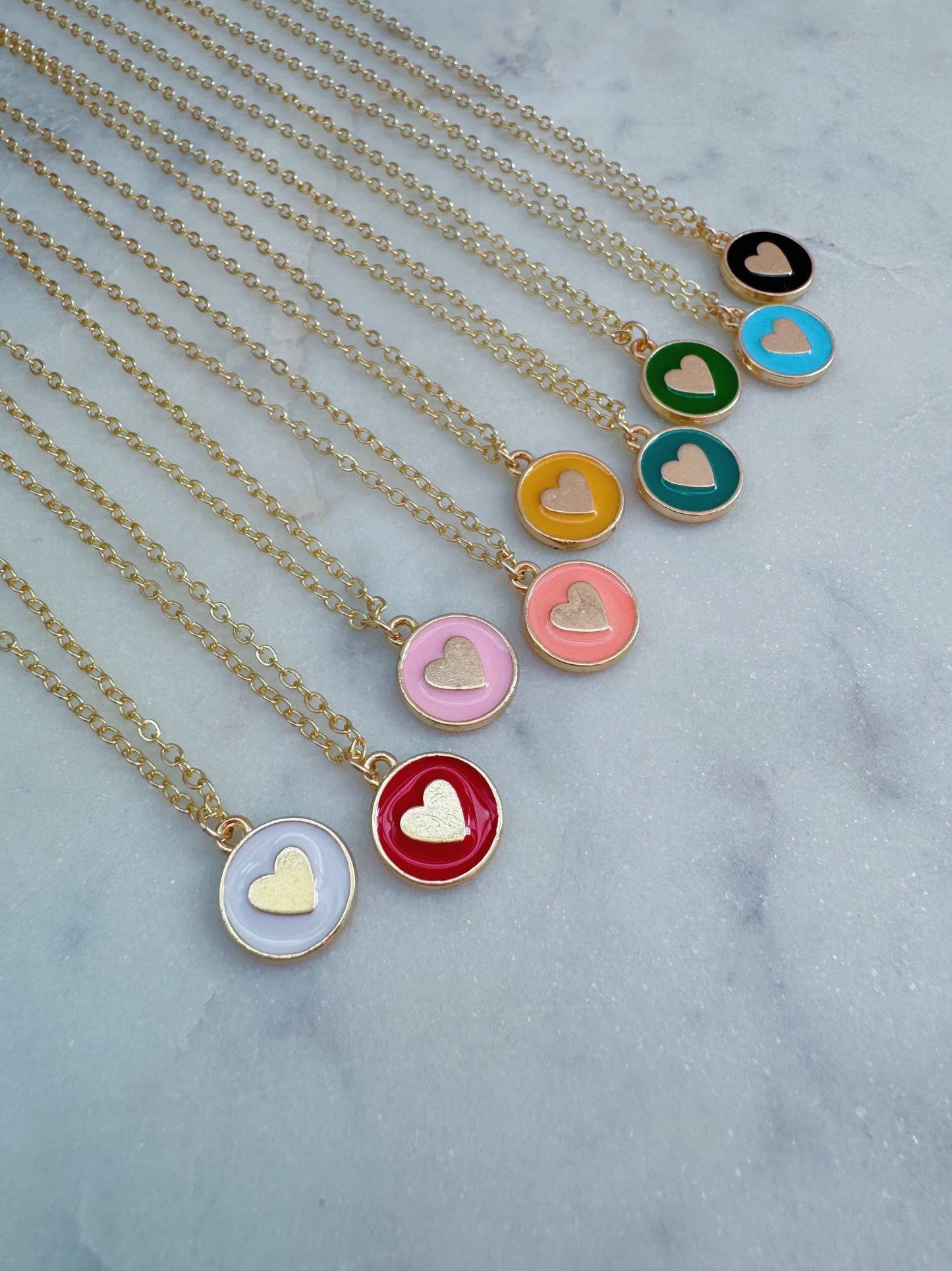 Colorful Heart Necklace, Kid Jewelry, Back to School Gift: Coralish pink / 18"