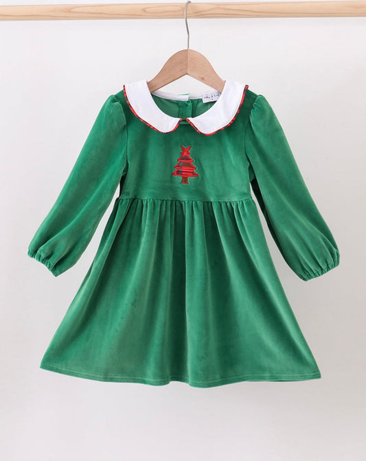Green Velvet Tree Dress