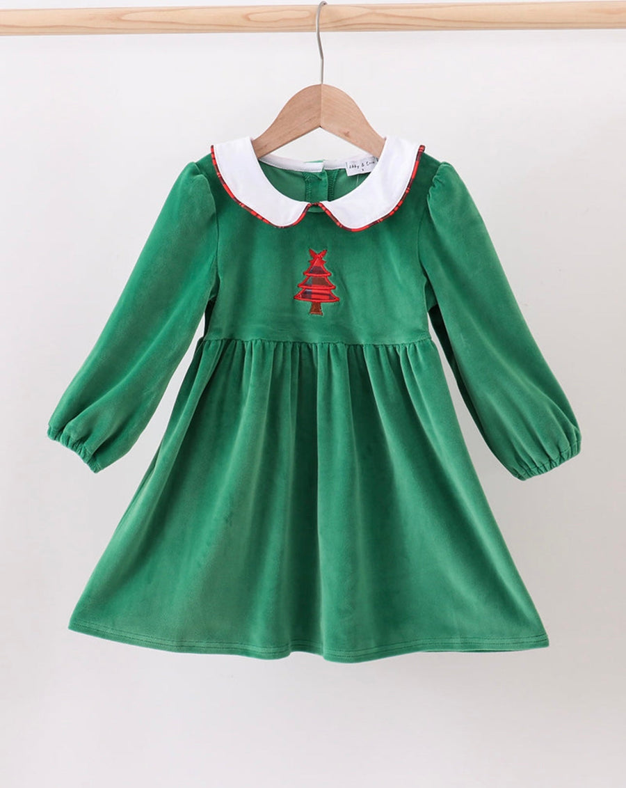 Green Velvet Tree Dress