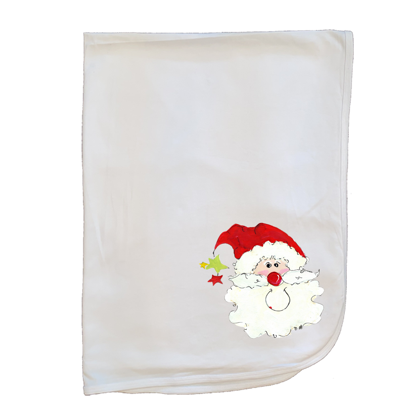 Christmas Blanket -762	Santa Face w-Dangling Stars