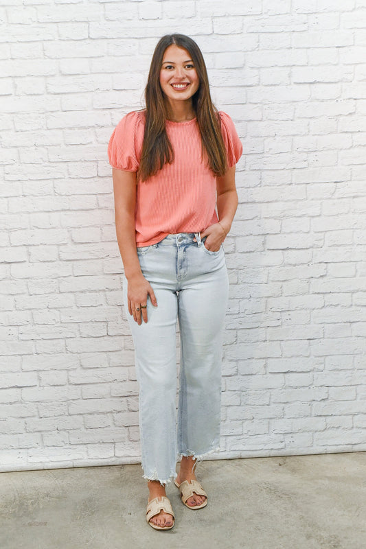 Cloud Wash High-Rise Stretch Wide Leg Jeans