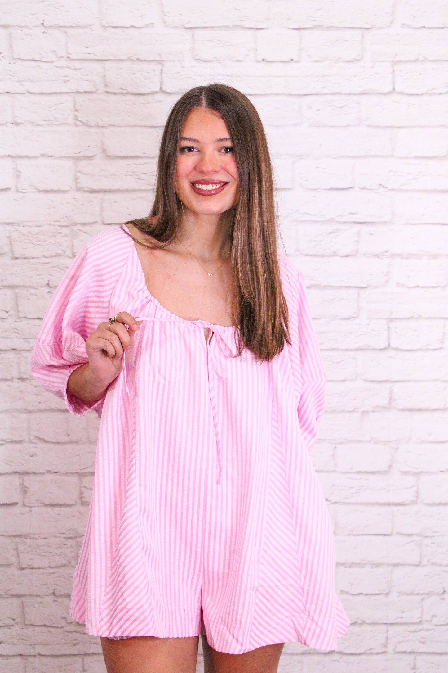 Cotton Candy Daydream Pink Striped Romper
