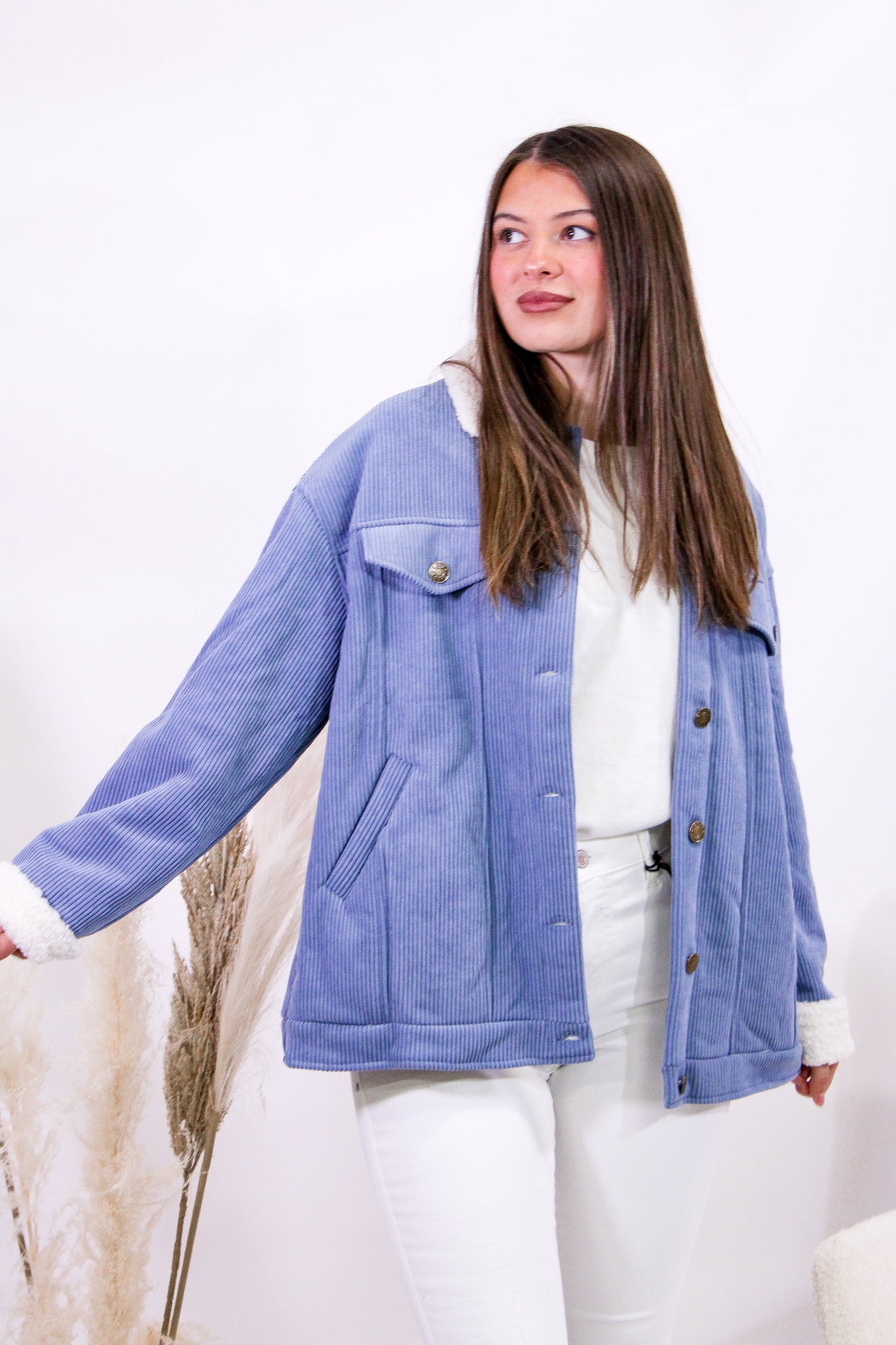 Frosted Sky Sherpa-Lined Corduroy Jacket