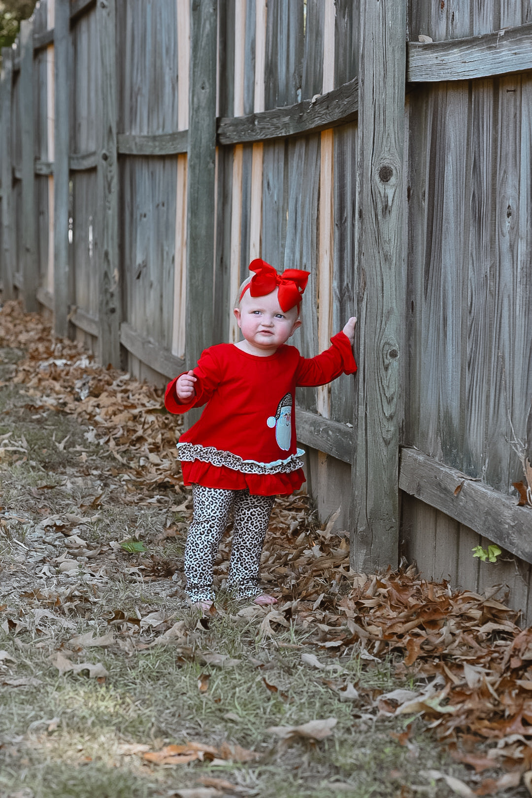 Girls Leopard Santa Pants Set