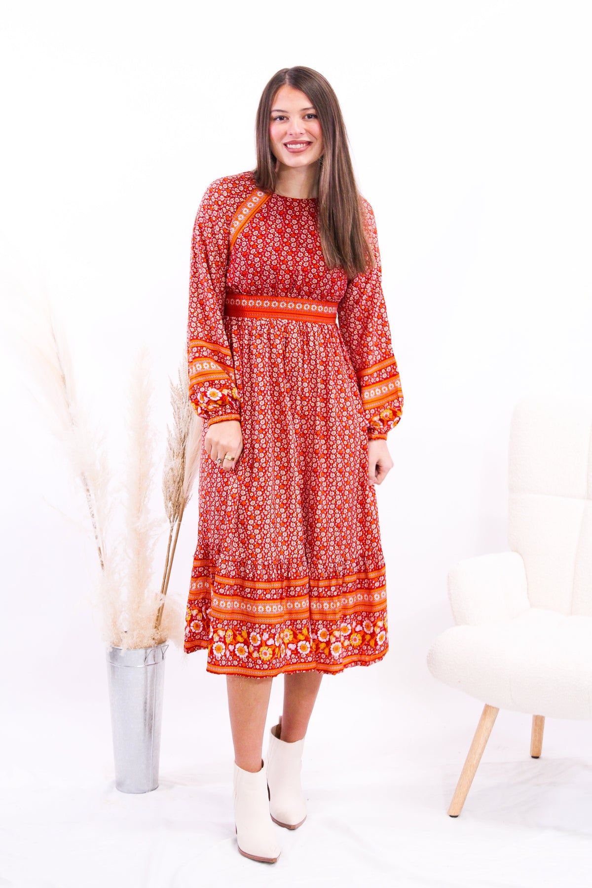 Autumn Blooms Border Midi