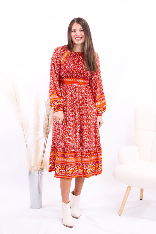 Autumn Blooms Border Midi