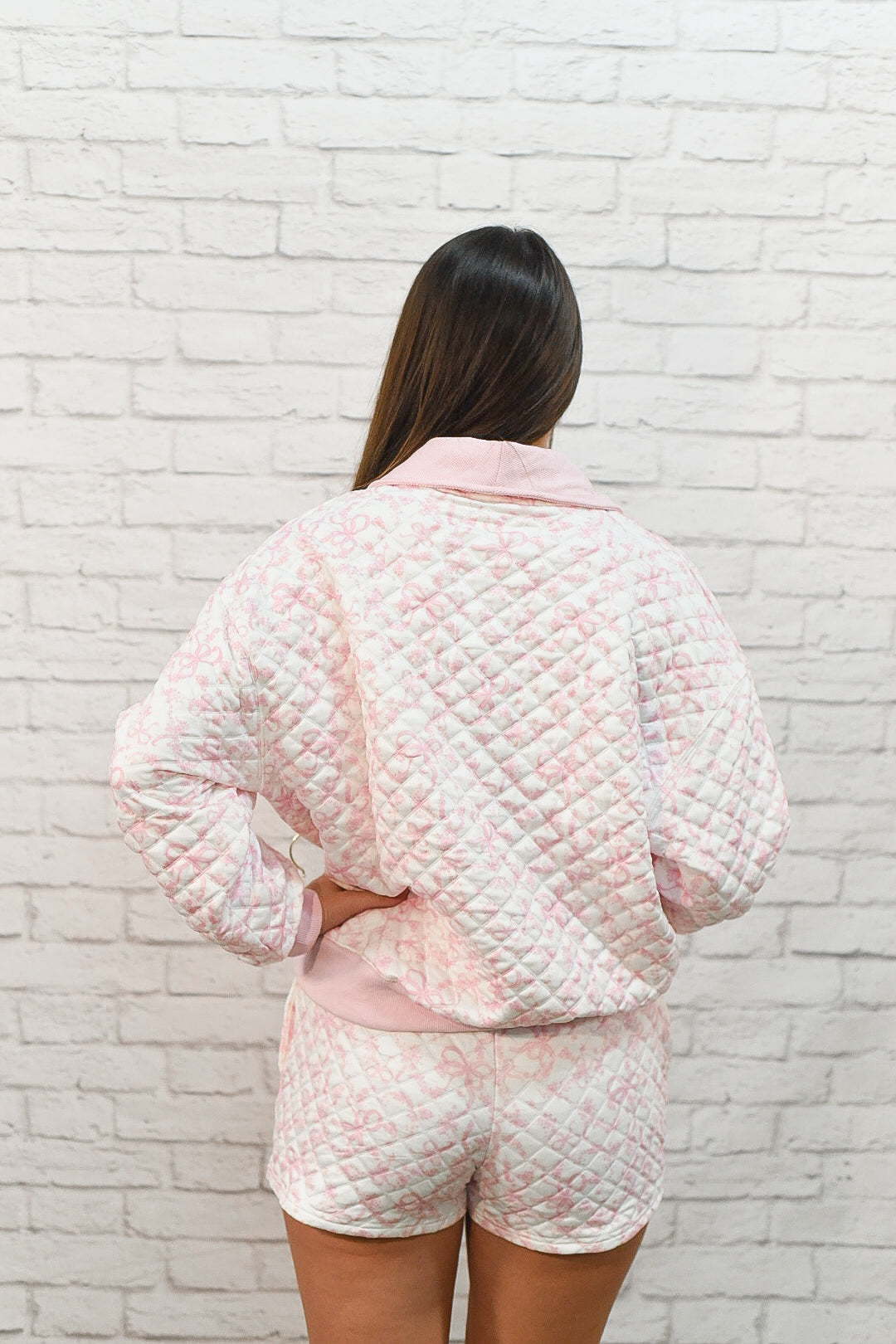 Sweet Blush Quilted Half-Zip Lounge Set