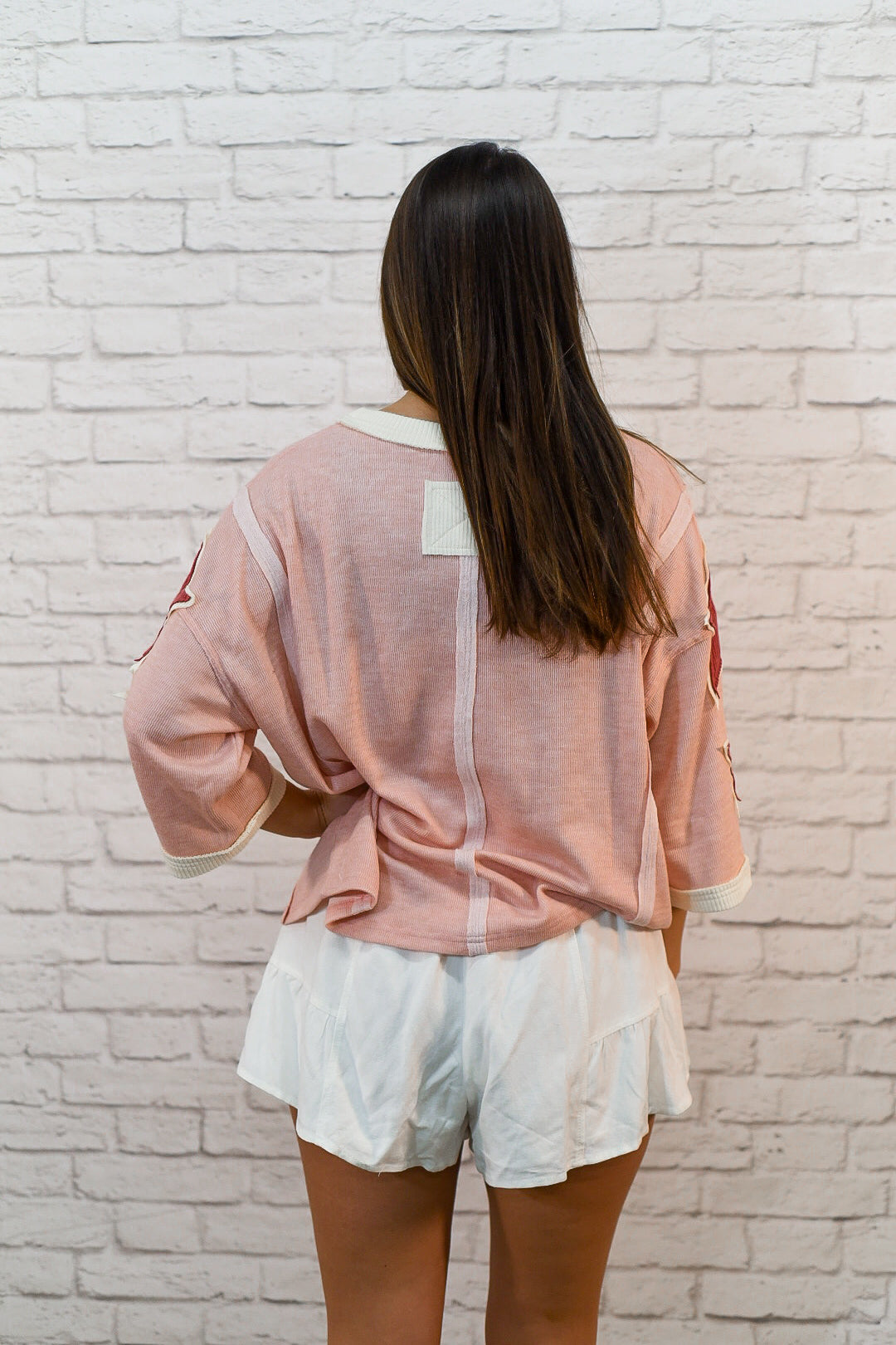 Soft Blush Colorblock Relaxed Fit Top