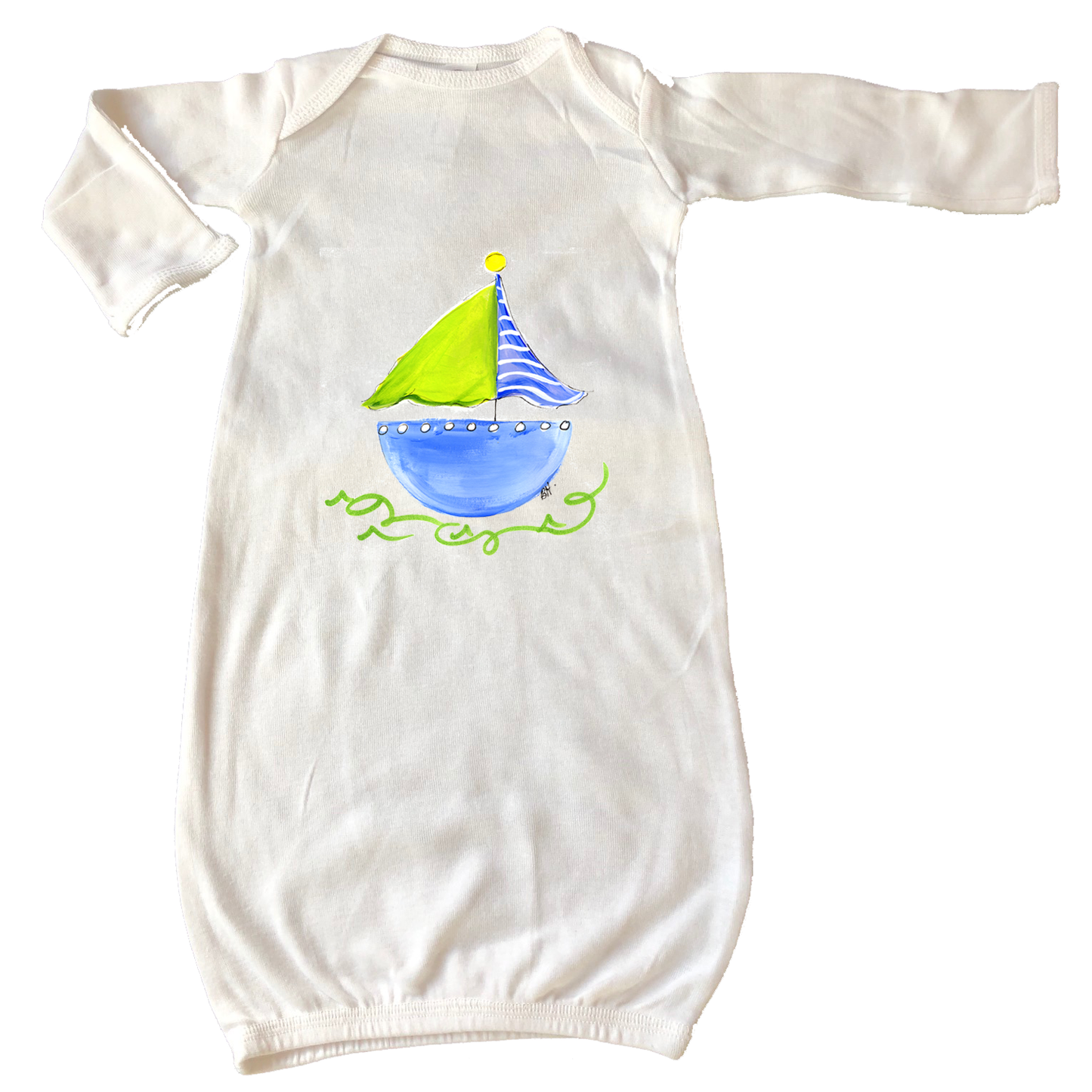 Infant Gown 653 Blue Sailboat