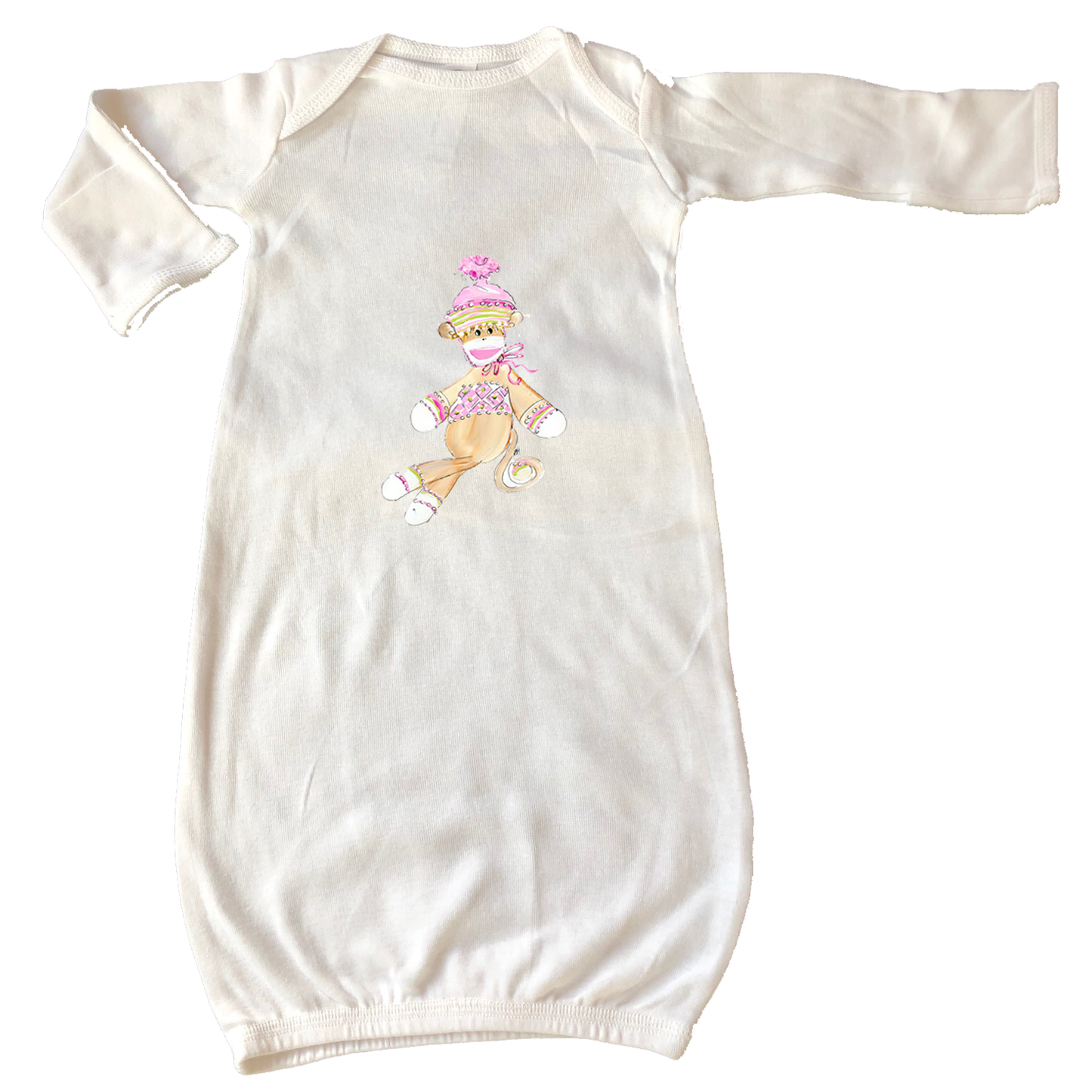 Infant Gown 724 Pink Sock Monkey