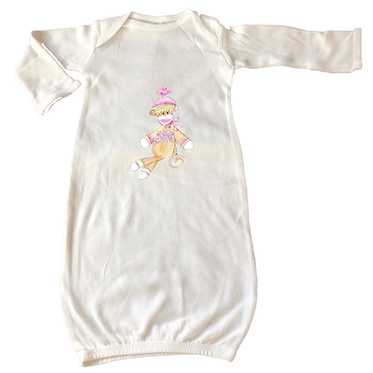 Infant Gown 724 Pink Sock Monkey