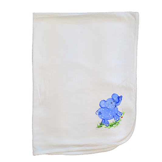 Cotton Baby Blanket 250 Blue Elephant