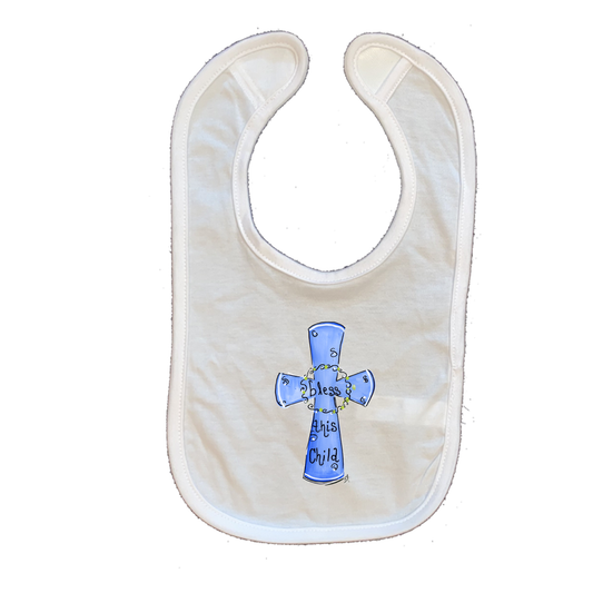 Cotton Infant Bib 1066 Blue - Bless this Child