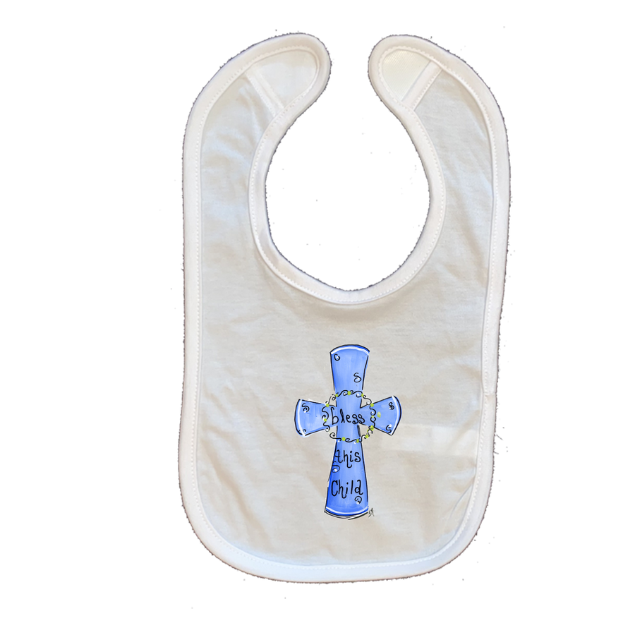 Cotton Infant Bib 1066 Blue - Bless this Child