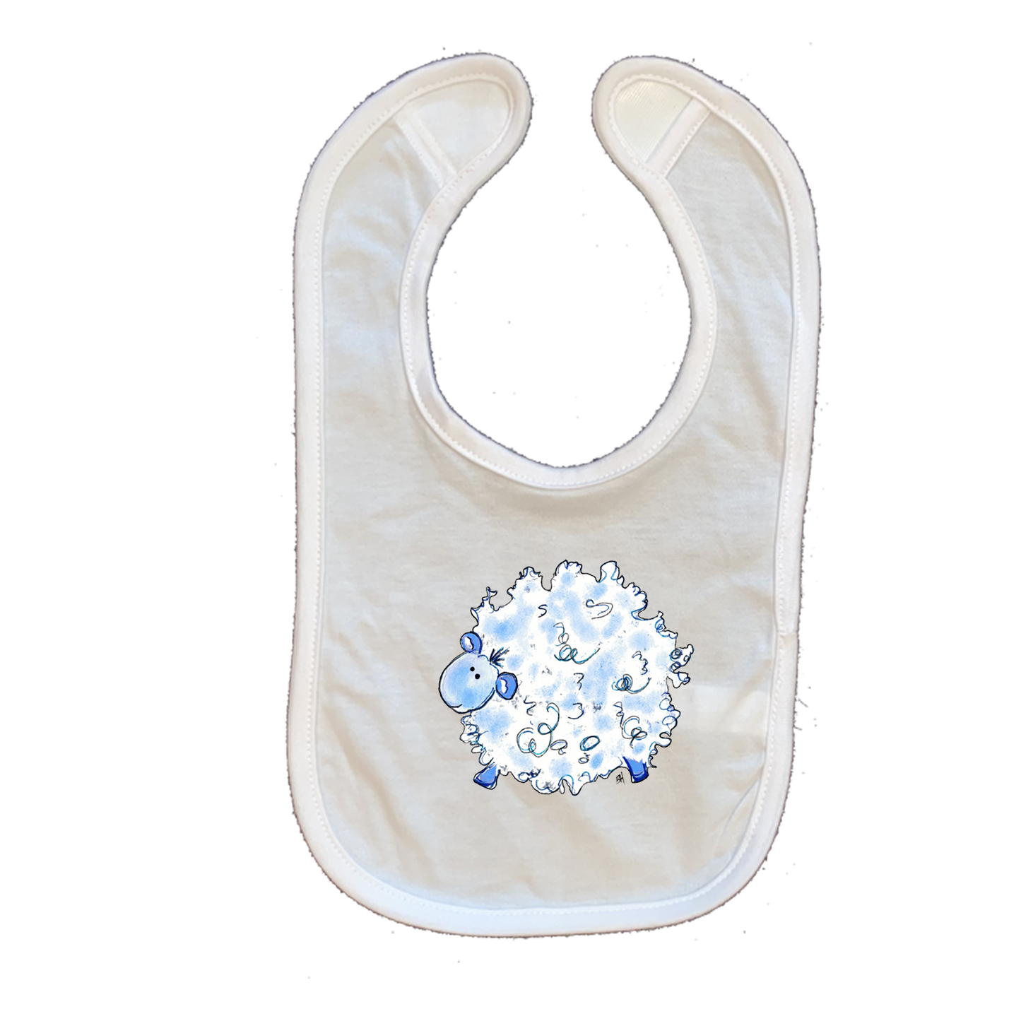 Cotton Infant Bib 344 Blue Fluffy Lamb