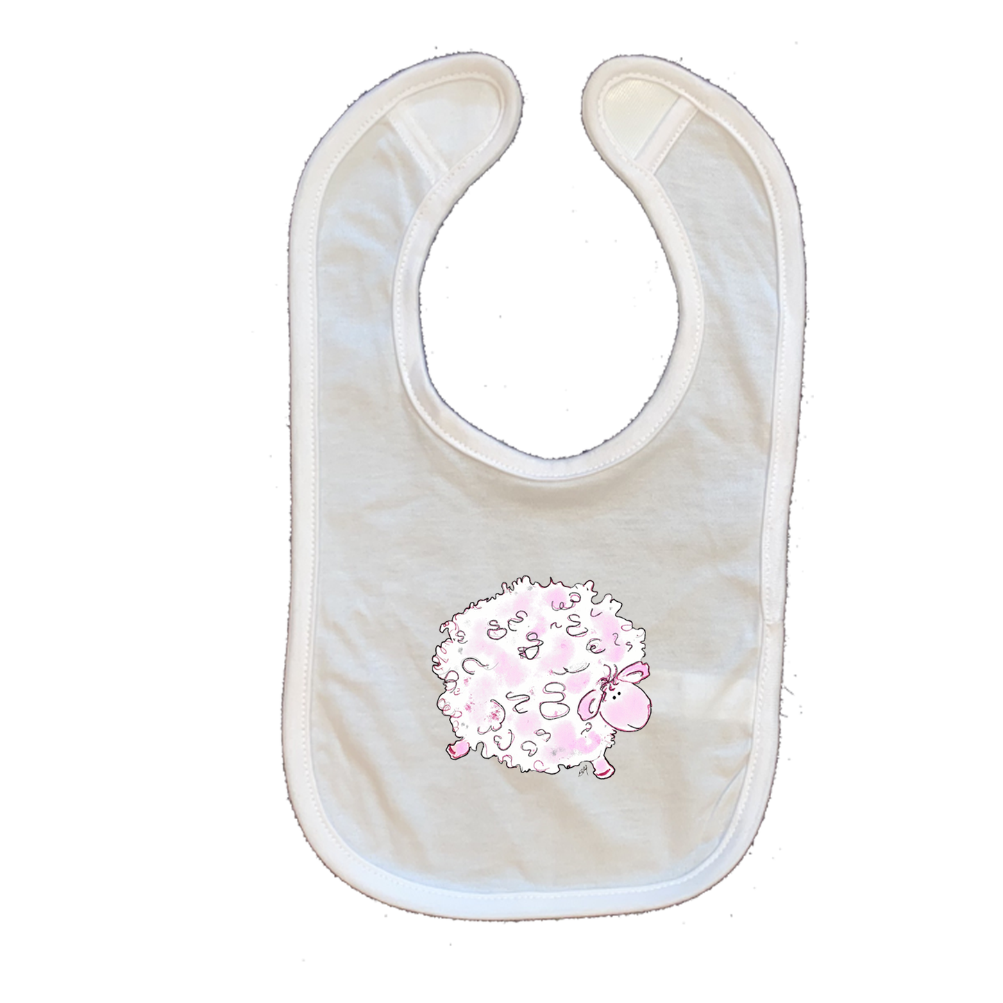 Cotton Infant Bib 345 Pink Fluffy Lamb