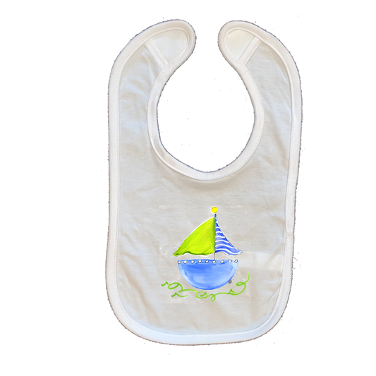 Cotton Infant Bib 653 Blue Sailboat