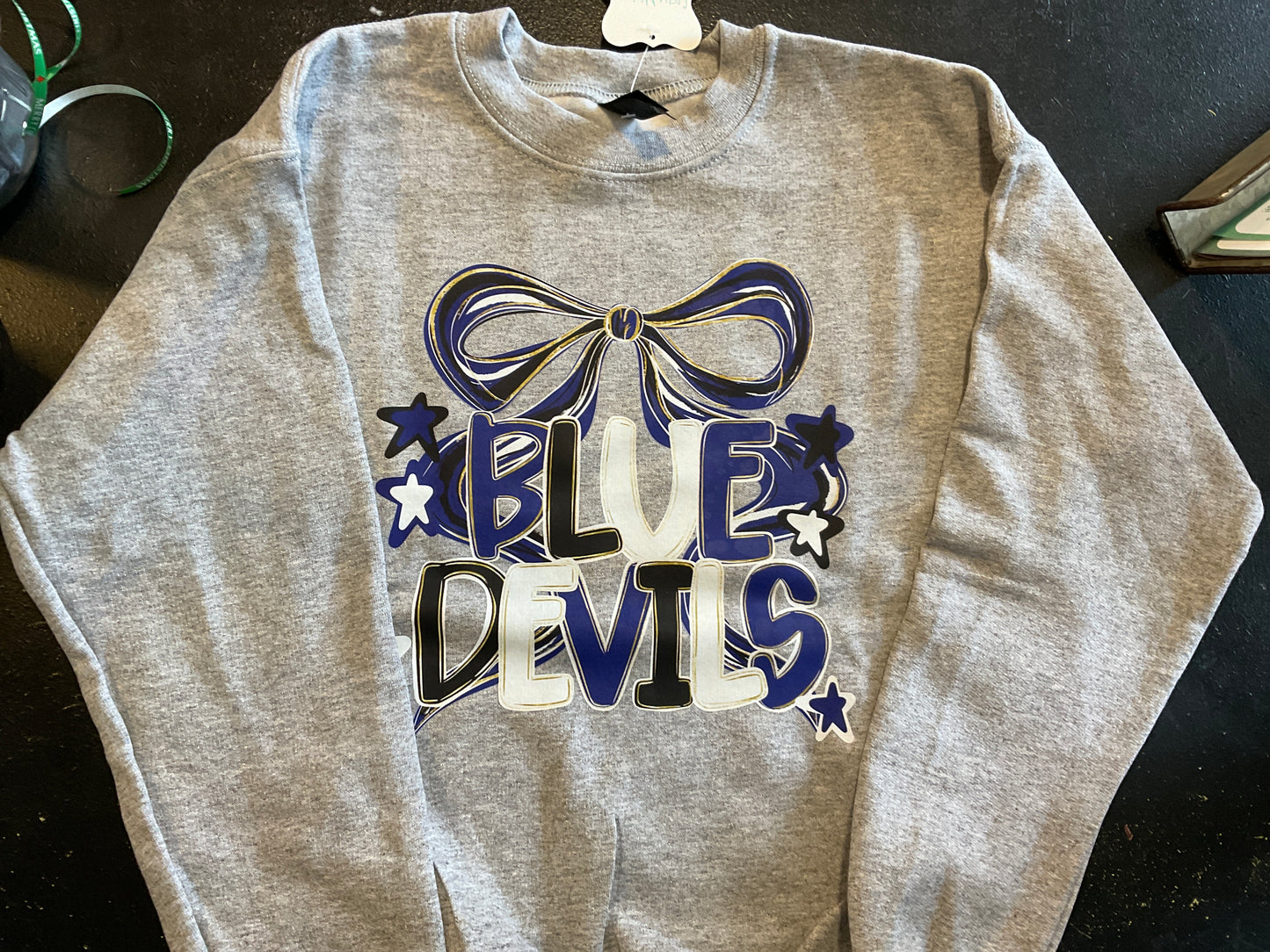 Cozy Momma YOUTH Blue Devils Bow Sweatshirt