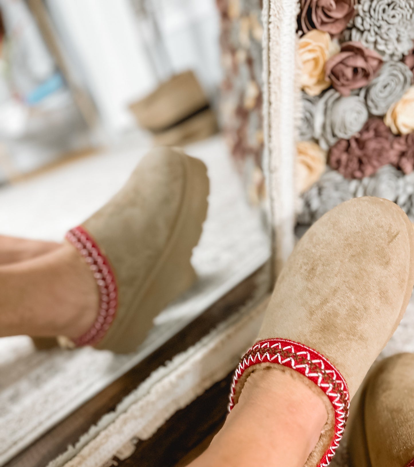 Alpine Stitch Platform Slippers