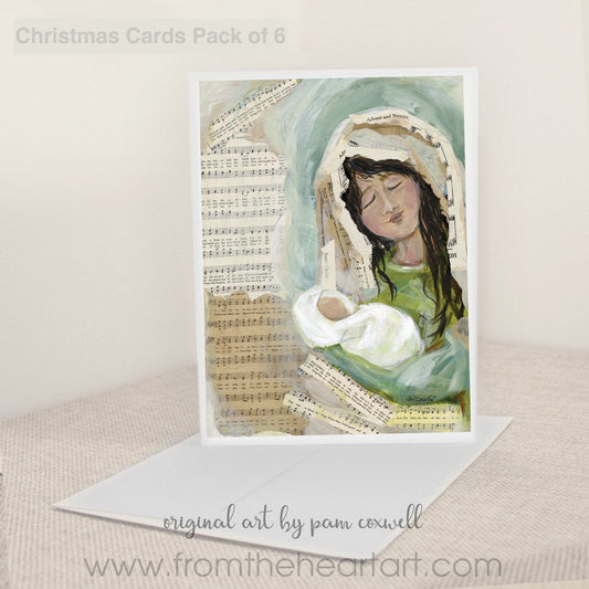 Christmas Hymnal Mary - Christmas Card (Pack of 6)