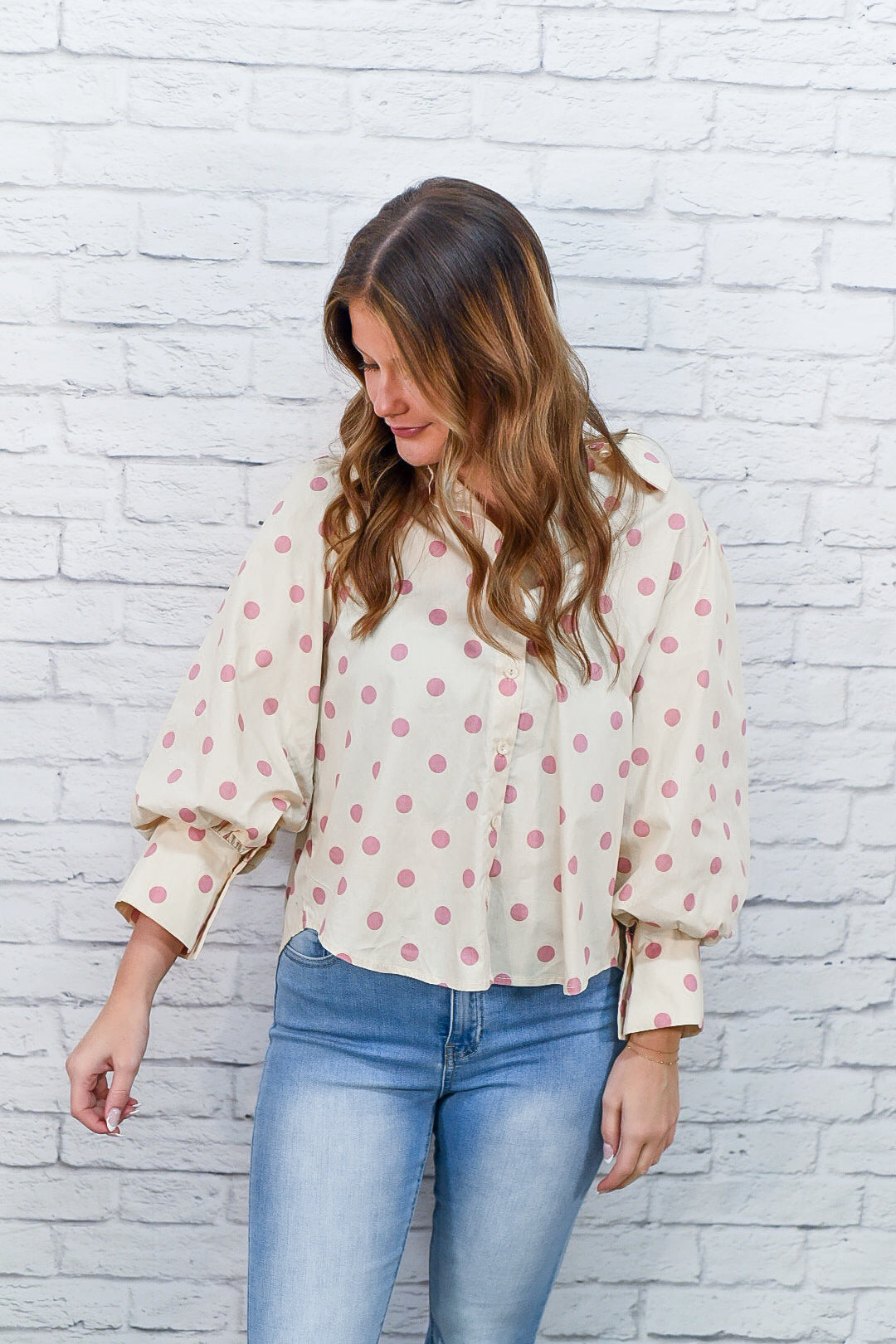 Sweet Spot Polka Dot Button Down