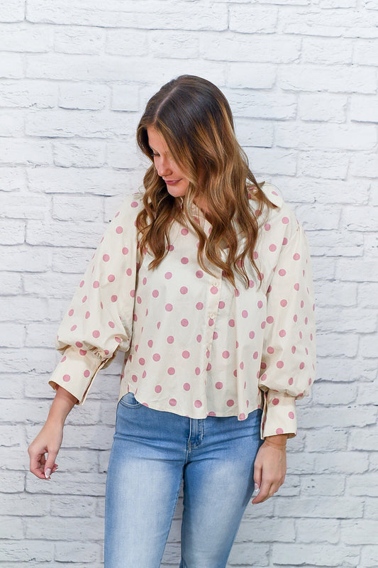 Sweet Spot Polka Dot Button Down