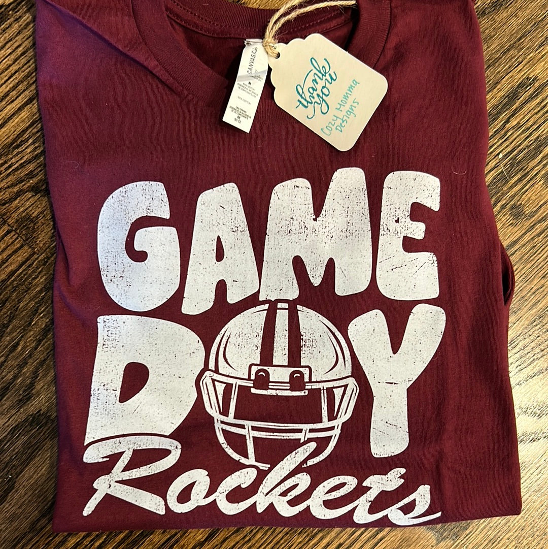 Cozy Momma Rocket Tee Maroon- Gameday Helmet