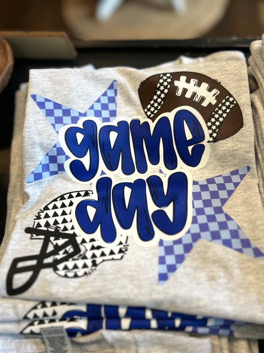 Cozy Momma Football GAMEDAY blue TShirt