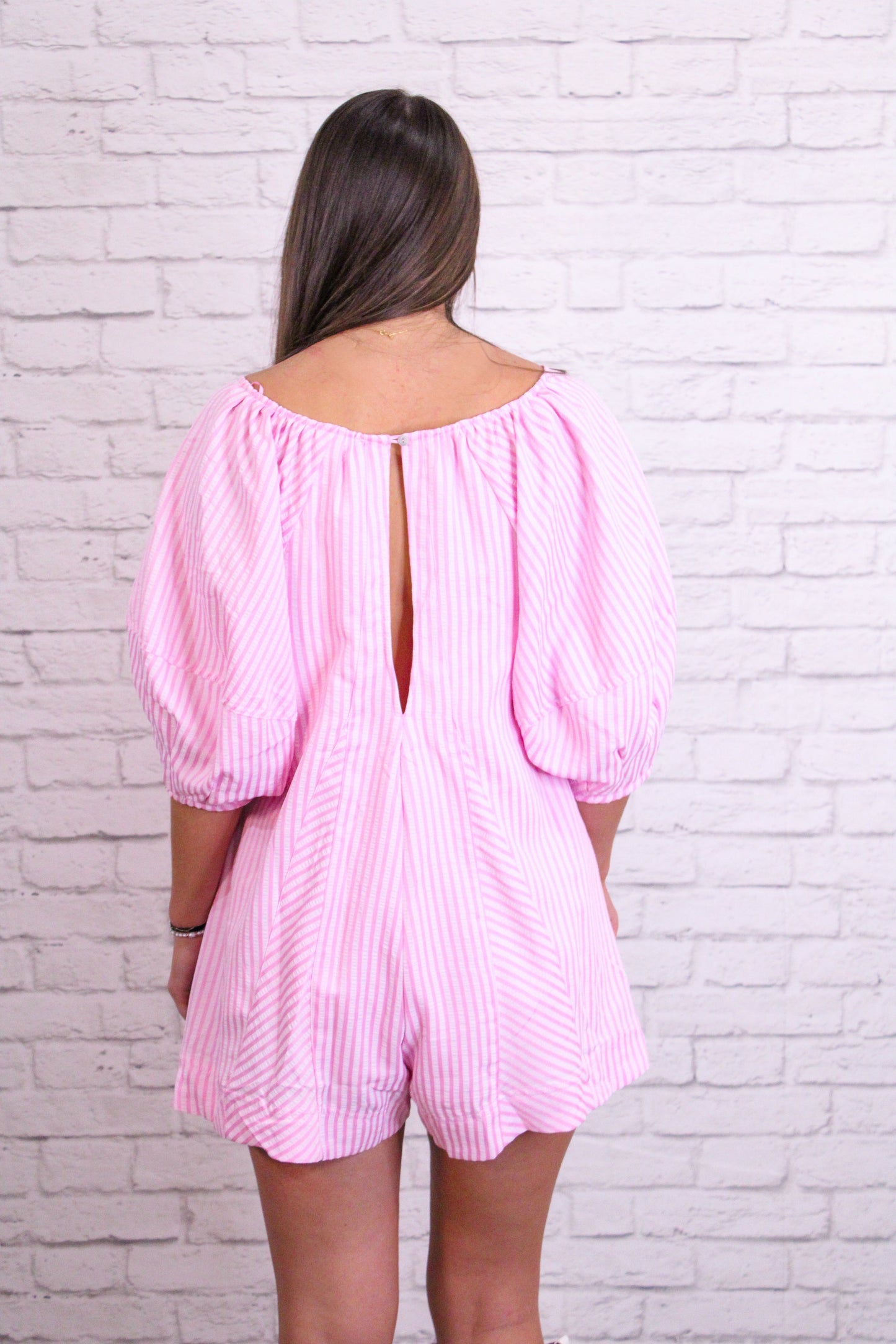 Cotton Candy Daydream Pink Striped Romper