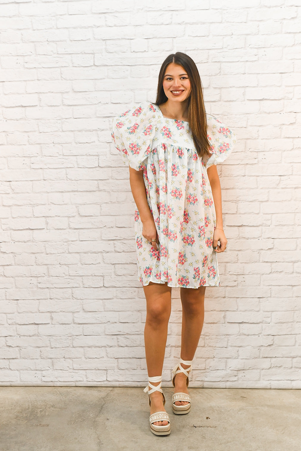 Sweet Bloom Floral Puff Sleeve Dress