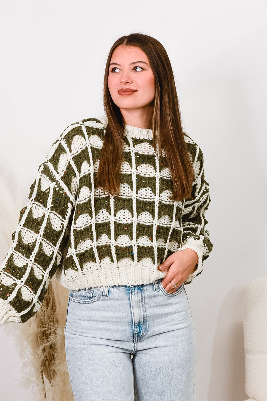 Cozy Check Knit Sweater