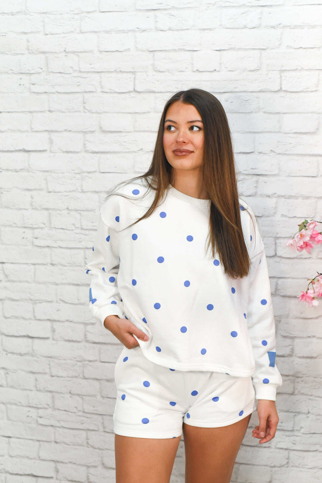 Coastal Dot Lounge Set – Polka Dot Top & Shorts Set