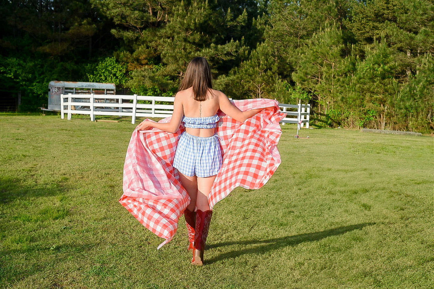 Rosa Belle Blue And White Gingham Romper
